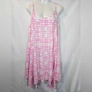 Torrid Pink Tie Dye Swing Dress Size 1 Flowy Rayon Summer Boho